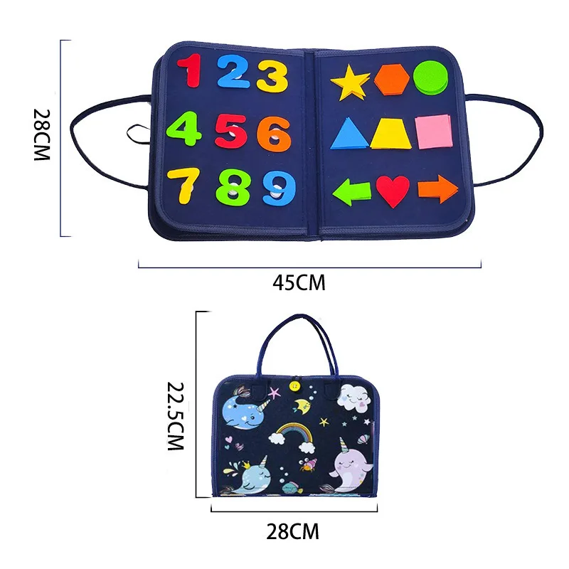 2023 Montessori Aktivität Sensorisches Spielzeug Kleinkinder Vorschule Frühpädagogische Kinder Benutzerdefinierte Filz Busy Board Busy Book Fabrik