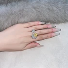 Original Factory Gemstone Yellow Zircon Opal 925 Sterling Silver Ring High Carbon Drill Rings