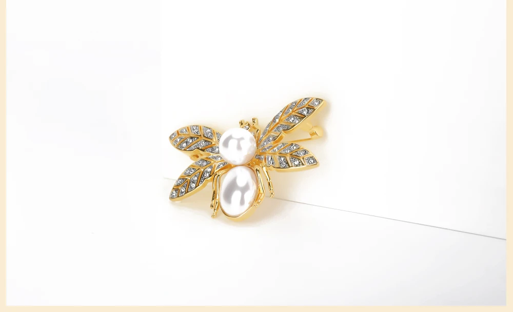 蜜蜂设计时尚珍珠胸针豪华女士水晶胸针首饰
