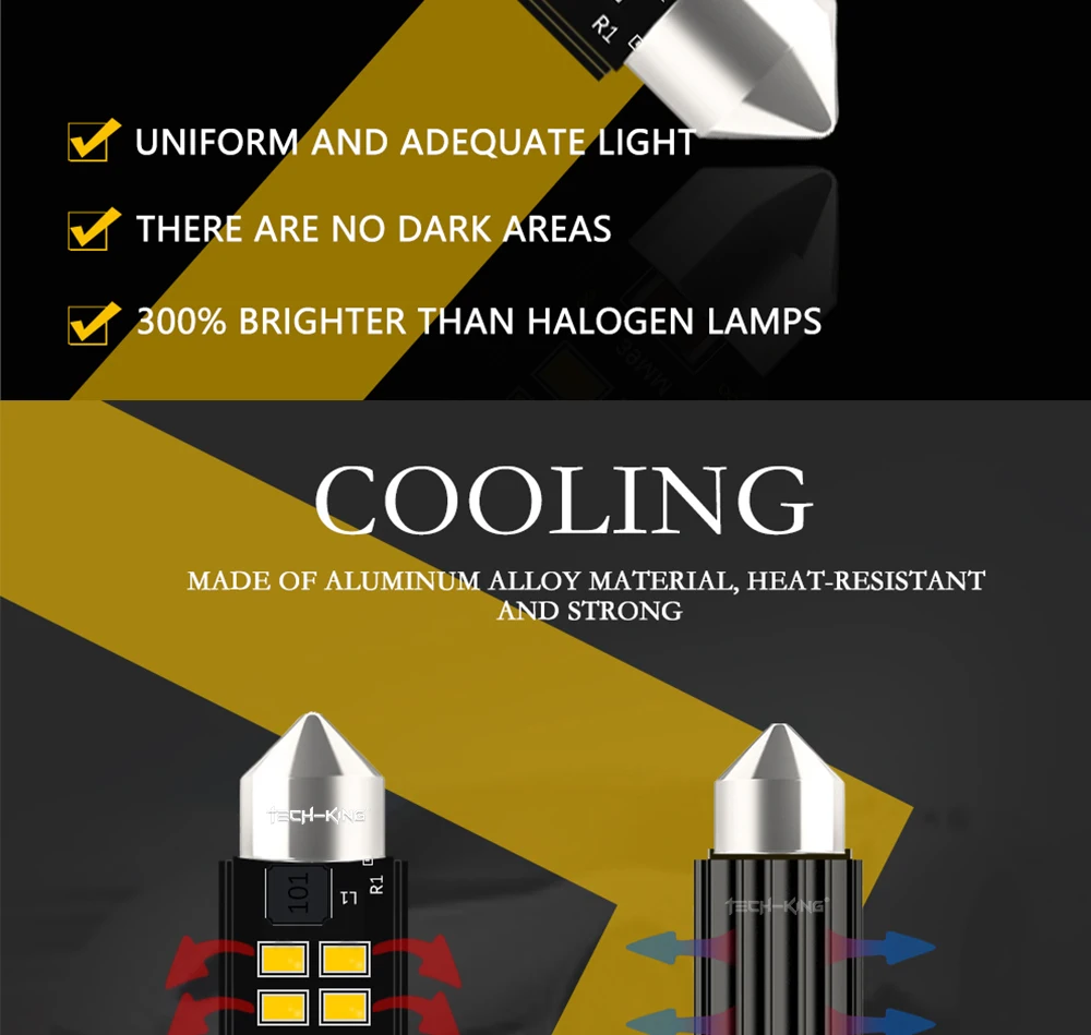 Car Super Bright 31mm 36mm 39mm 41mm 44mm LED Double Pointed Lamp C5W C10W CANBUS 6 SMD LED Reading Light License Plate Light