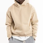 Hooded Hoodie Custom Logo 100% Cotton Hooded Pullover Men Plain Streetwear French Terry Oversized Hoodie No String 2021