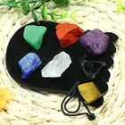 Gemstone Natural 7 Rough Reiki Worry Tumble Raw Crystals Healing 7 Chakra Stones Set Bulk