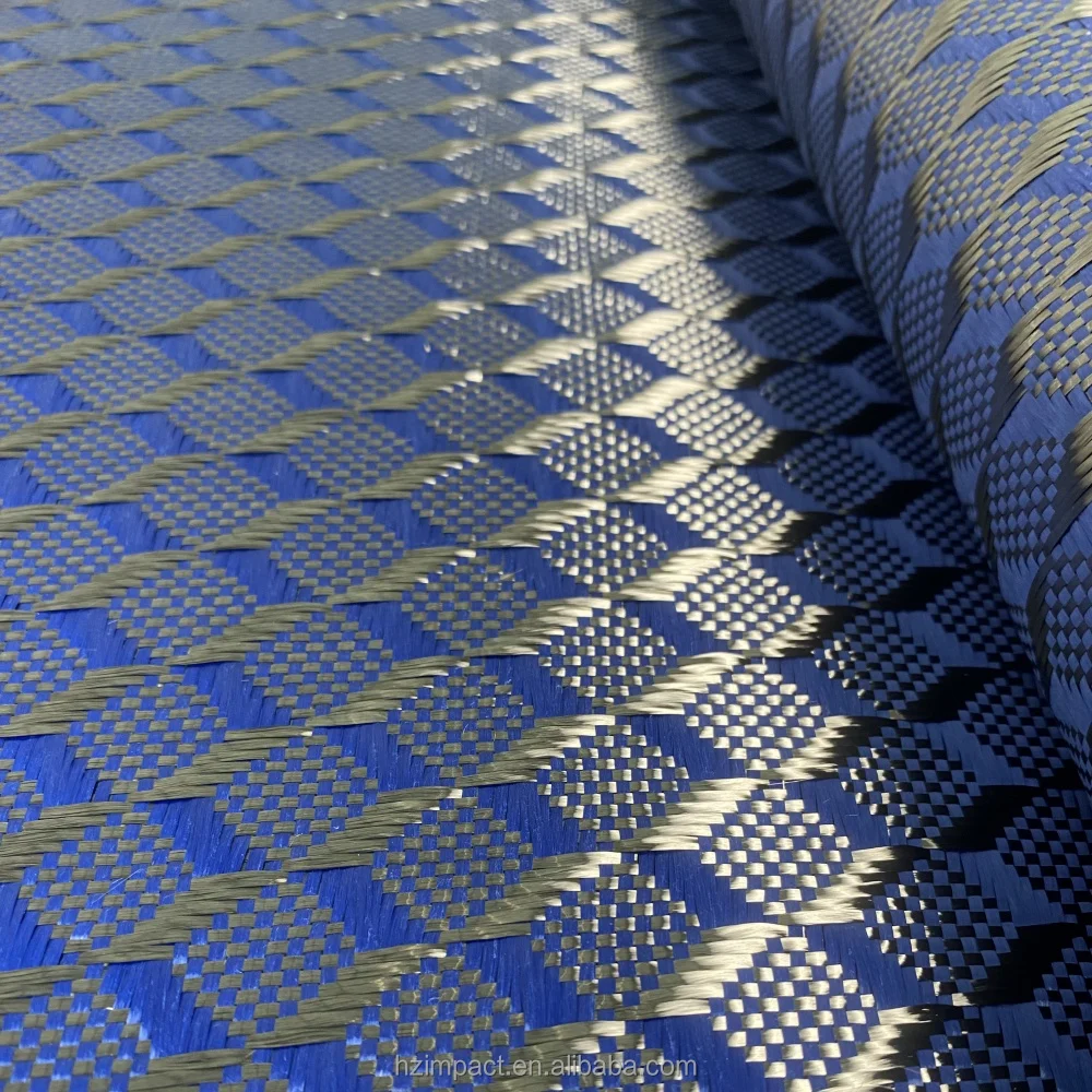 Cheap Factory 3K 240gsm Blue Mix Stereoscopic Aramid Carbon Hybrid Jacquard Fiber Fabric Solid Cheap Factory 3K 240gsm Blue Mix Stereoscopic Aramid Carbon Hybrid Jacquard Fiber Fabric Solid