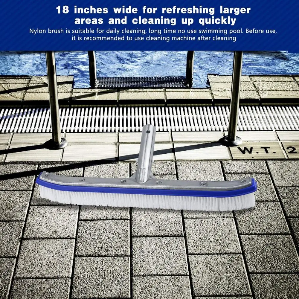 BONNY 18 in Deluxe Swimming Pool Wire Brush With Polished Aluminum Ba