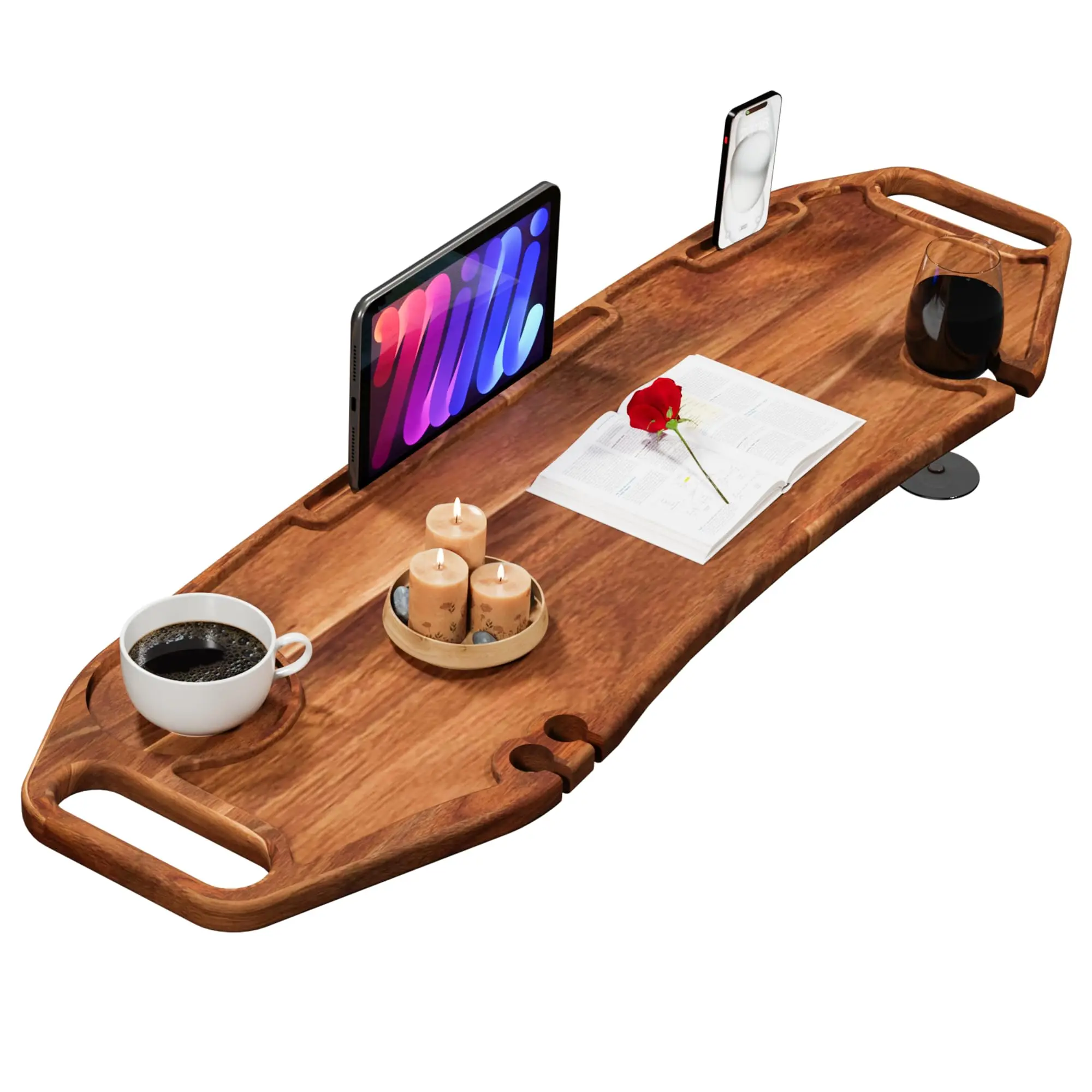 product luxury bathtub caddy tray acacia wood bathtub tray factory wholesale bath tray for tub use bathroom accessories-2