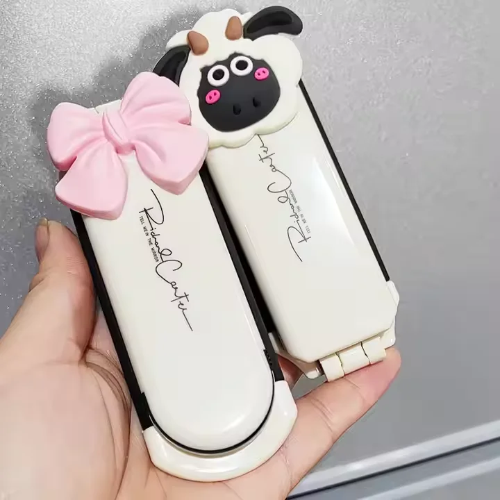 Wholesale Custom Mini Foldable Comb Makeup Mirror Cute Cartoon Design Plastic Handle Foldable Hair Brush for Air Cushion Comb factory