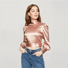 Blouse 2021 New Design Customized Spring Short Style Backless Top Wear Satin Tie Back Blouse For Women