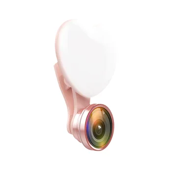 Heart selfie LED ring light with 3 different camera lens 4K HD for mobile phones RK-47