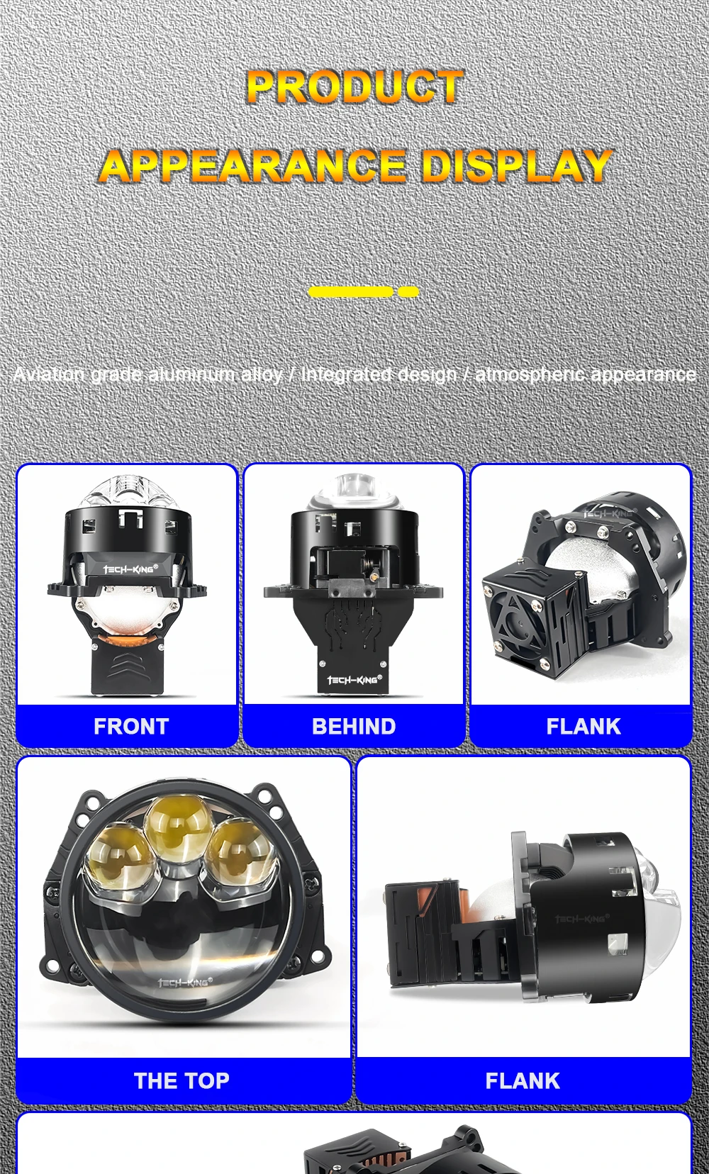 TECH-KING Car LED headlights double lens 3 inch three direct laser light super bright 90 watt high power Projector headlight