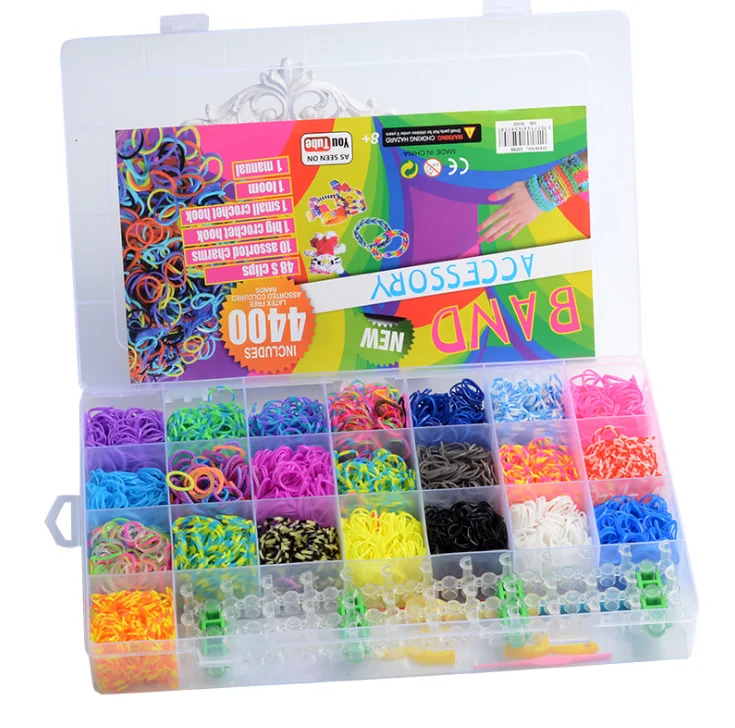 Educational Rubber Bracelet Kit With Container Kids Diy Crafting Rubber Bracelets Toys Gifts Color Rubber Loom Bands - Buy Loom Bands,Diy Crafting Rubber,Rubber Bracelets Product on