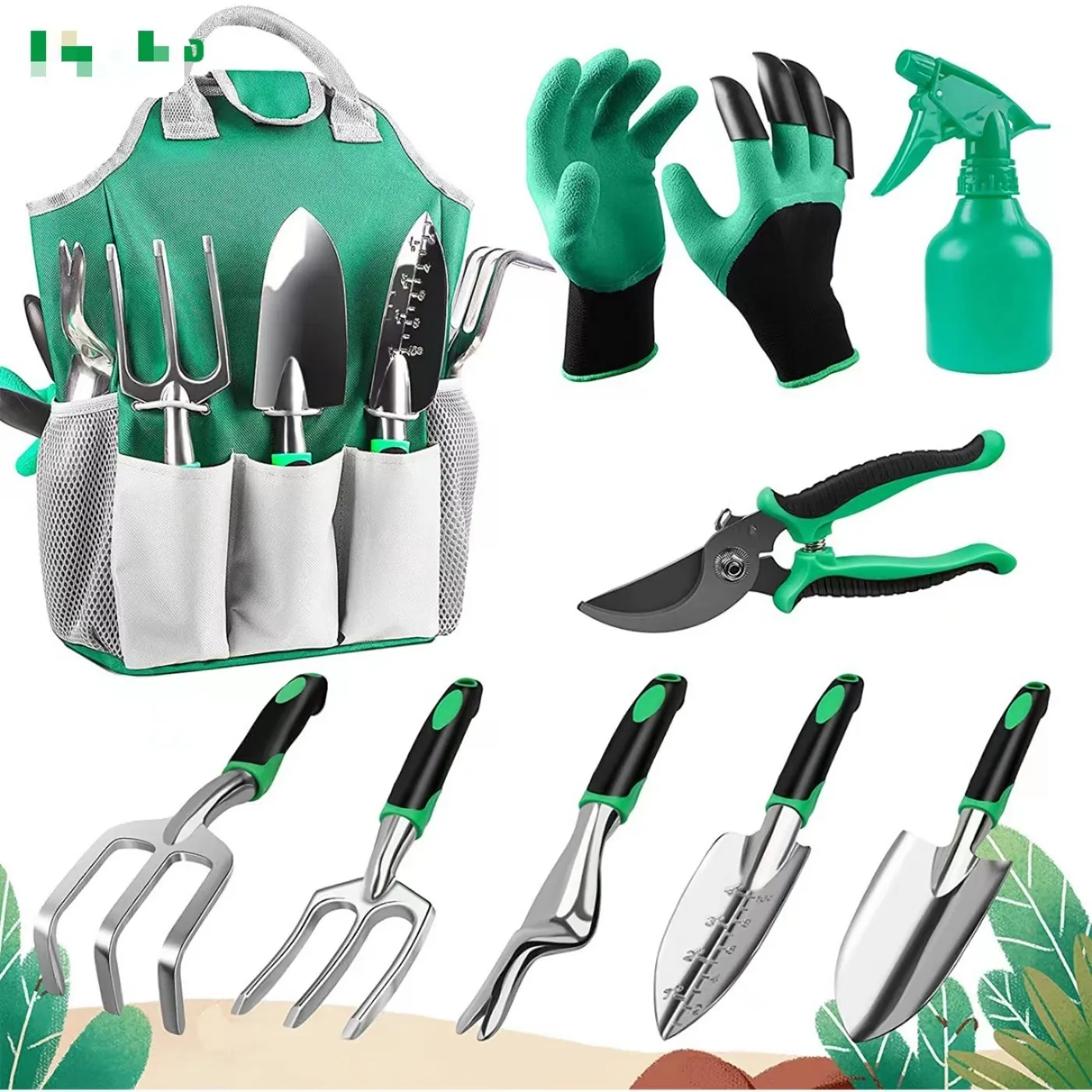 Colorful Tote Gardening Tool Kit Cute Office Garden Sprayer Bottle Plant Tools Set OEM Customizable H5405dba845e3485f8e042704079593697