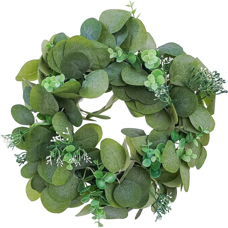 24cm Handmade Artificial Flower Eucalyptus Wreath for Front Door Greenery Farmhouse Home Decor Wreath