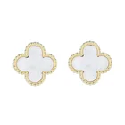Sliver The Most Popular 925 Sliver 4 Leaf Clover Flower Stud Earrings