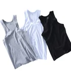 Cotton Vest Custom Solid Color Sleeveless 100 Cotton Men White Black Ribbed Tank Top Vest