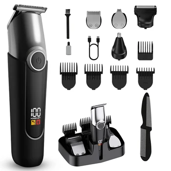 Rechargeable Professional Haircut Grooming Kit Barber Electric Trimmer Kit Hair Clippers With Digital Display