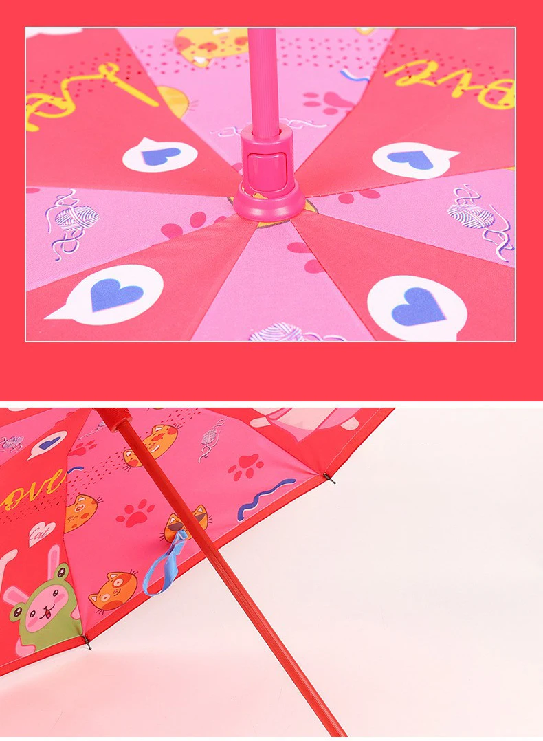 HJH492 Children Long Double Layer Kids Reverse Umbrella Cartoon Animal Umbrella for Boys and Girls Handle Free Rain Umbrellas