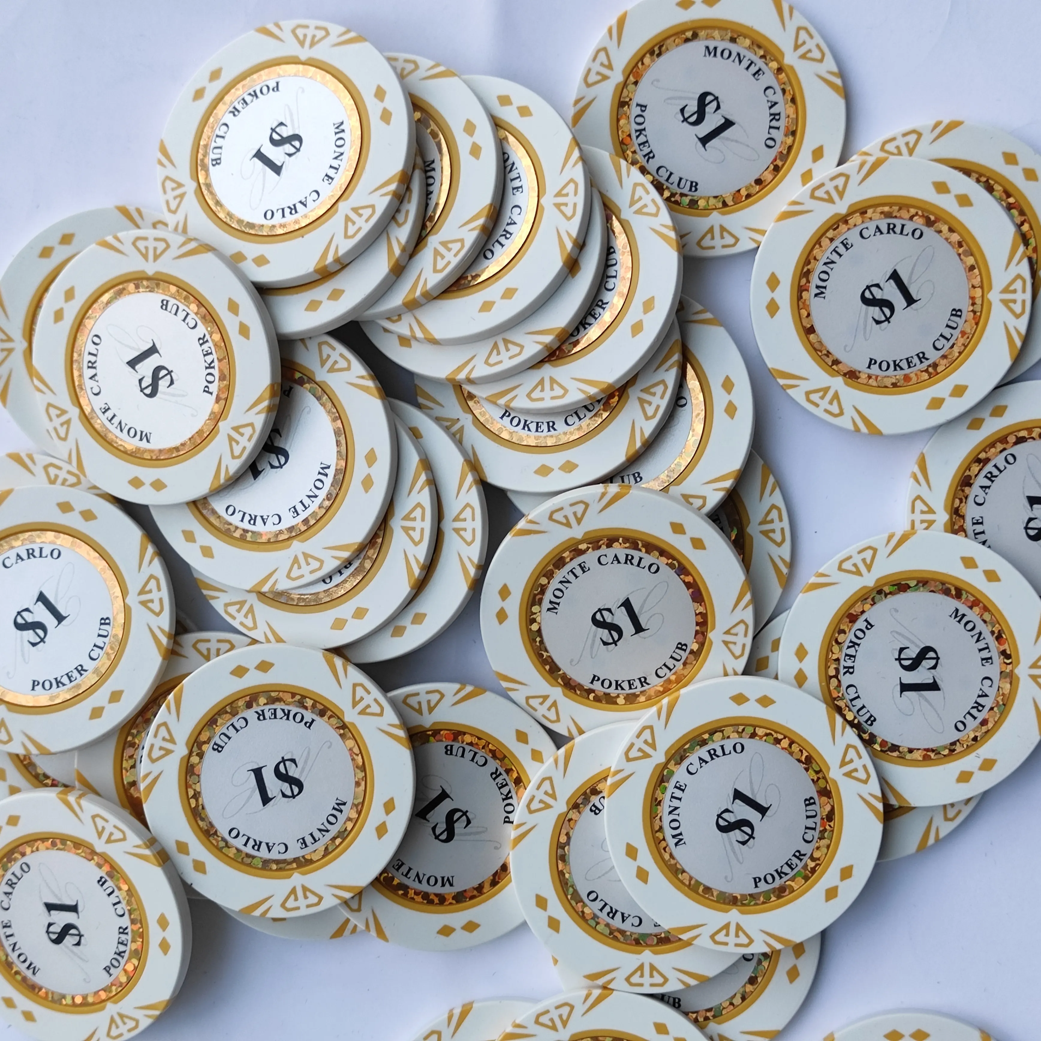 Clay Jetons verschiedene Werte Pokerchips Monte Carlo Design Top Qualität 