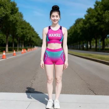 New Style Cheerleading Uniform Set for School Girls Spandex Comfortable Crop Top and Shorts Activewear for Cheer Team Practice
