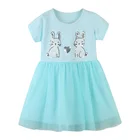 2021 Boutique 2-7 Y Girls Sequin Short Sleeve Cartoon Mesh Tulle Costume Kids Net Linen Girls Party Dress