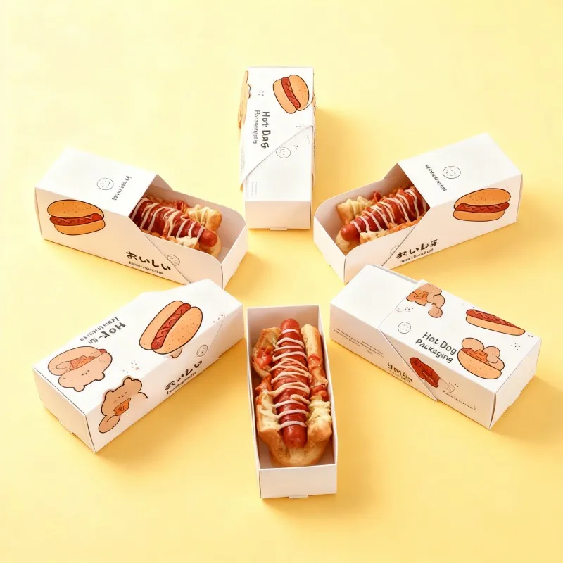 product recyclable rectangular shape coated hot dog break box delicious cookie pastry box-2