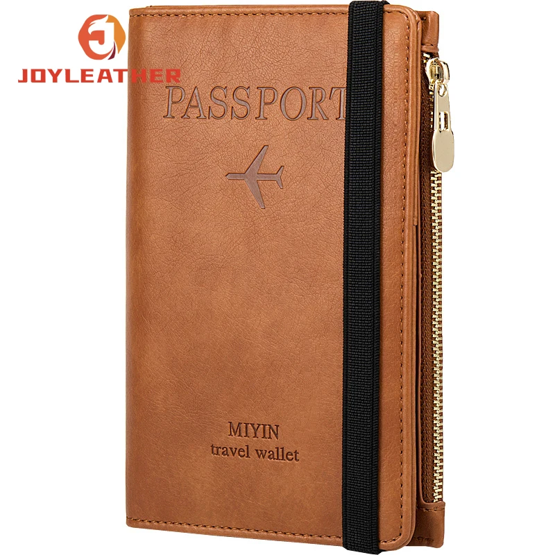 Wholesale Travel Multifunction Passport Bag Men & Women ID Holder Ultra-thin RFID Passport Holder with Zipper
