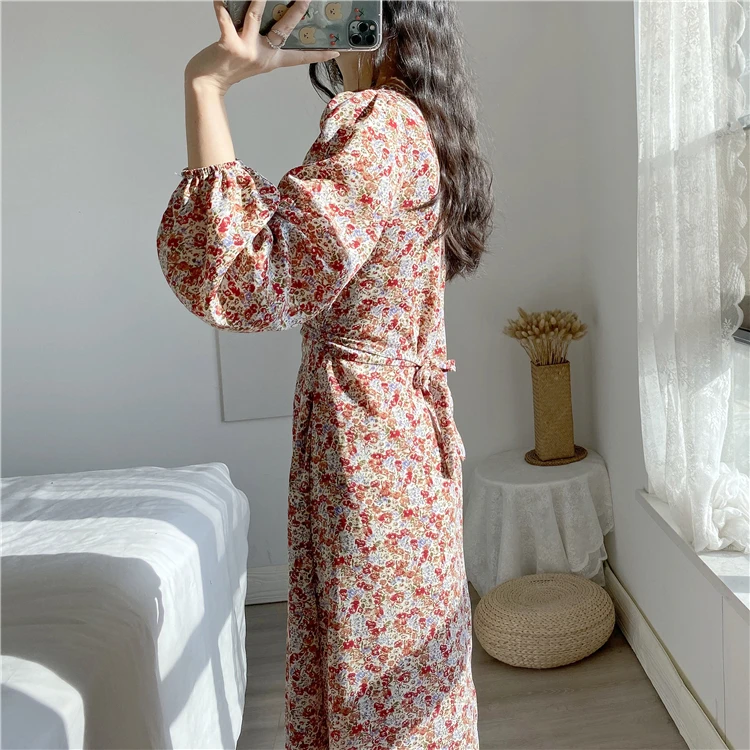 2022 Summer Hot Sell Long Dresses Women Elegant Fashionable Korean Floral Long Dresses