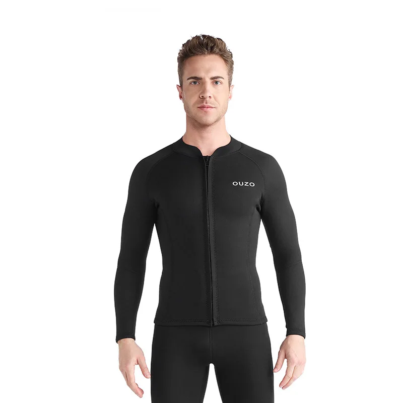 1.5mm Front Zip Neoprene Snorkeling Swim Suit Diving Wetsuit Jacket Surfing Split Top
