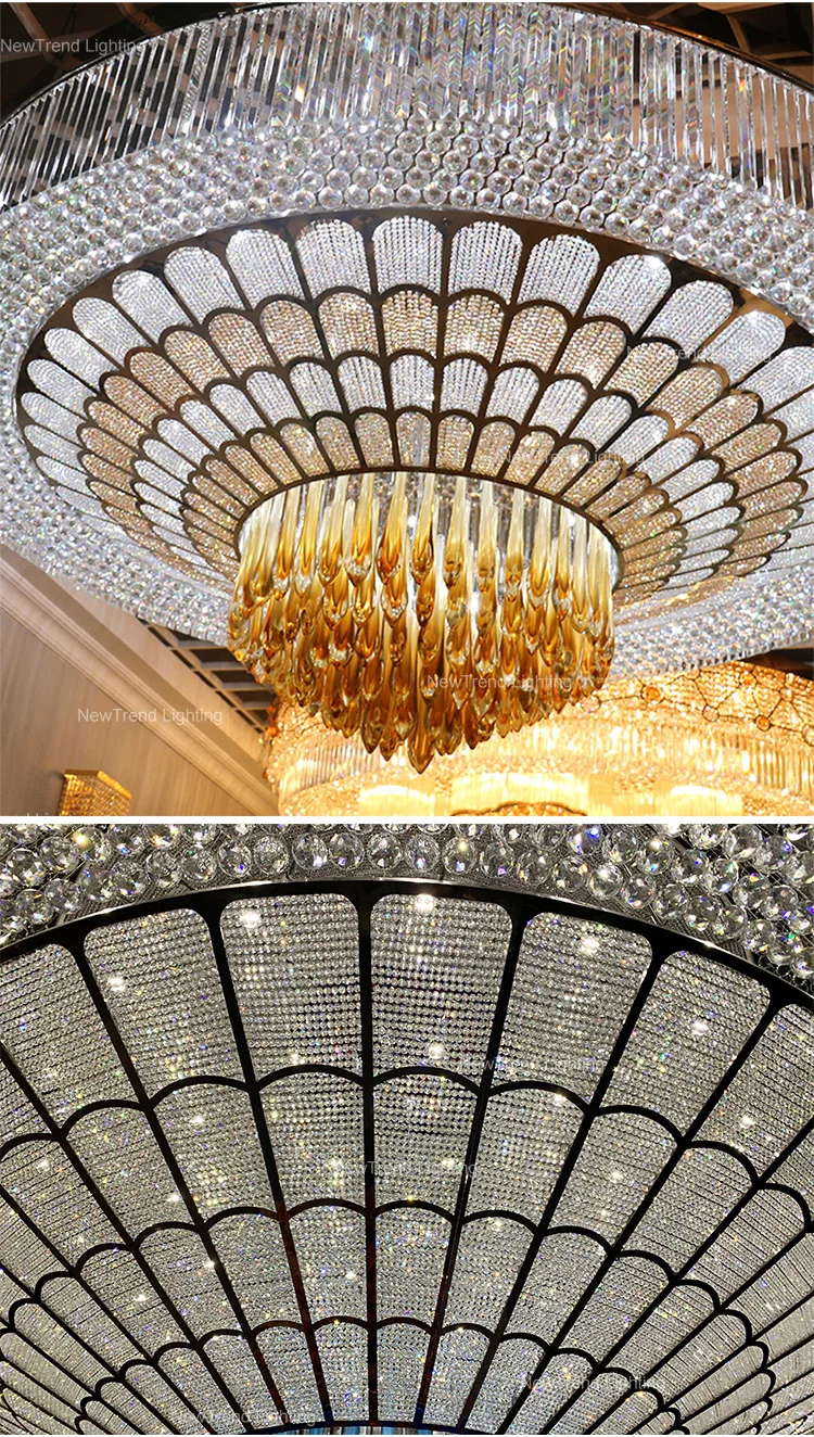 CPL-252 New Product Ceiling Light Custom Large Project Hotel Lobby Hall Villa Luxury LED Crystal Chandelier manufacture