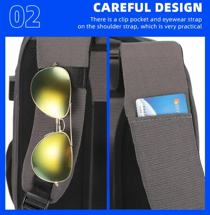 Outdoor Activities Water Resistant USB Charging Backpack Hard Shell Large Luggage Back Pack