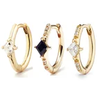 Jewelry Gold Plated Earring Gemnel Custom Jewelry 925 Silver18k Gold Plated Diamond Mini Evil Eye Huggie Hoop Earring