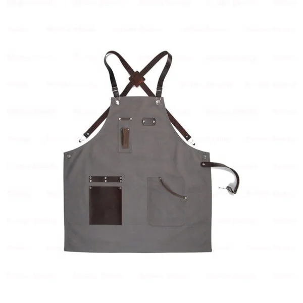 Mulit Packet Barber Apron With Leather Pocket and Shoulder strap  Work Tool or Antifouling Barber Apron