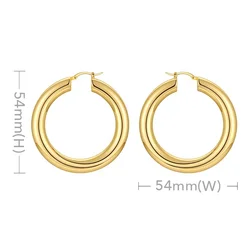 High Quality 18K Gold Plated Brass Jewelry Large Hollow Tube Round Hoop Earrings E211289
