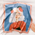 Scarf 2021 Spring Silk Scarf Ladies Square Handkerchief Silk Scarf Fashion Style Silk Scarf