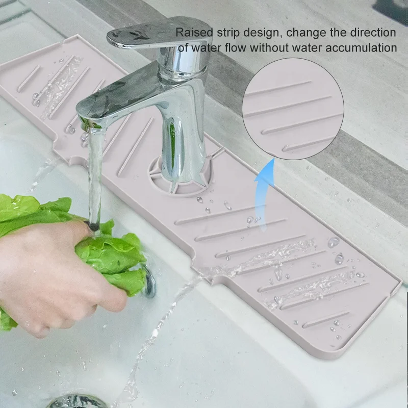 Wellfine Customized  Silicone Sink Faucet Mat Draining  Pad  Silicone Sink Faucet Absorbent Water Catcher  Mat For Kitchen Sink