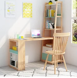 Modern Nordic Style Home Furniture Wooden Book Storage Study Computer Desk with Shelf