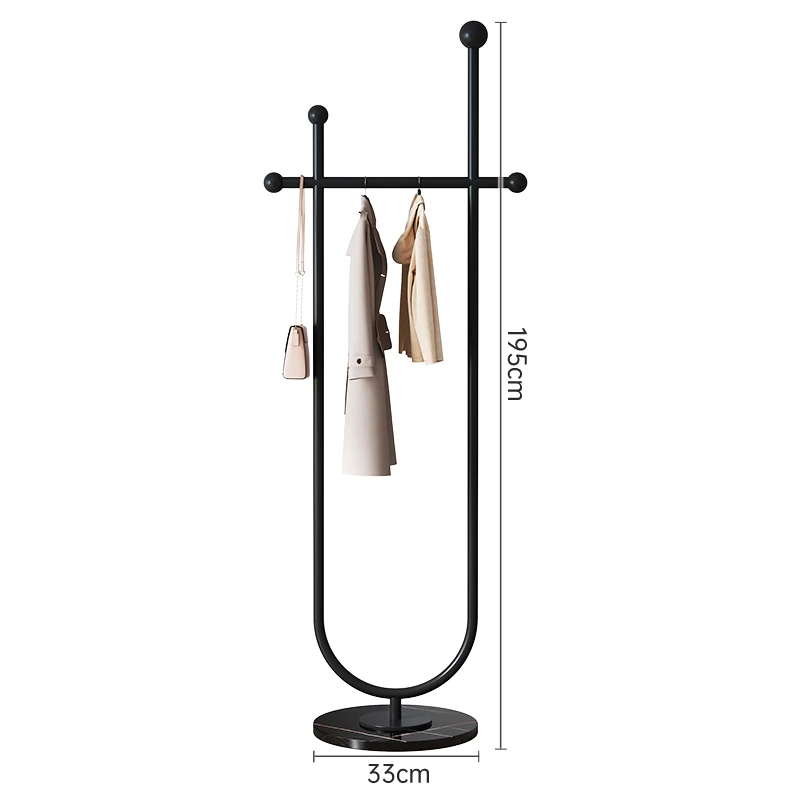 U-Shaped Marble Base Heavy Duty Metal Modern Golden Coat Rack for Bag, Hat, Scarf, Jacket Black and Golden