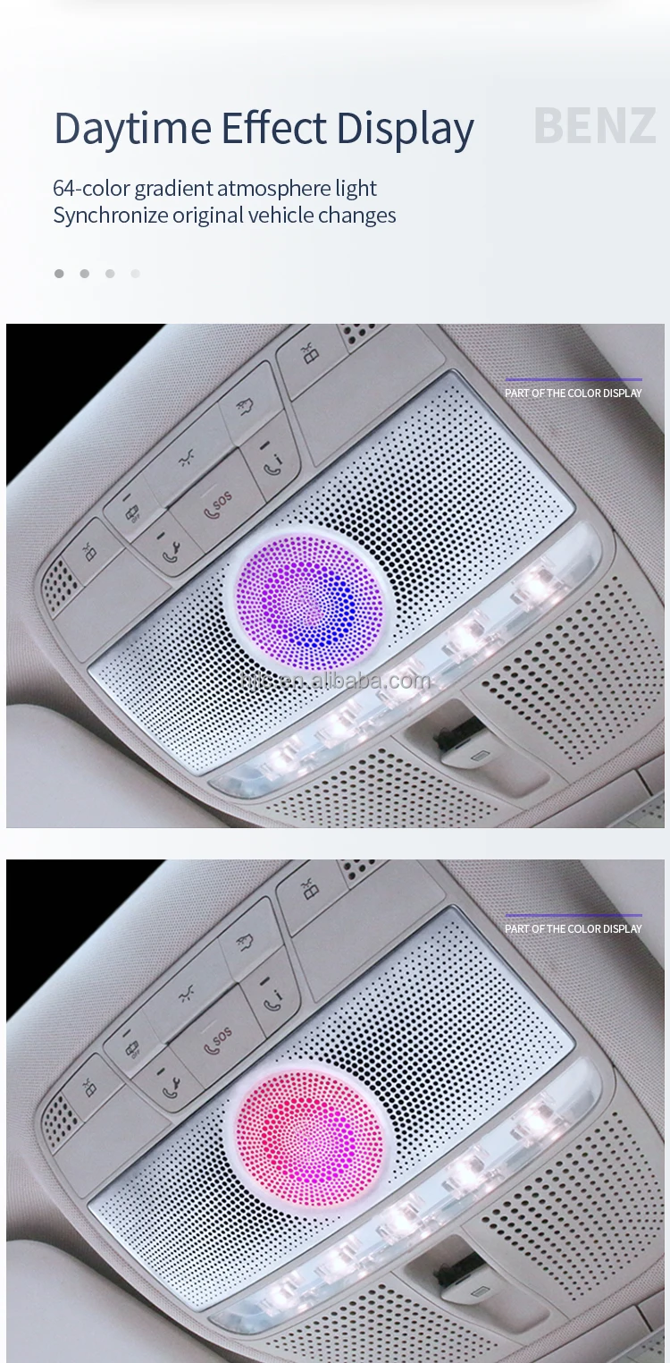 W205 3 Colors 64 Colors Ceiling Reading Light Roof Speaker for Mercedes-Benz C-class W205 GLC X253