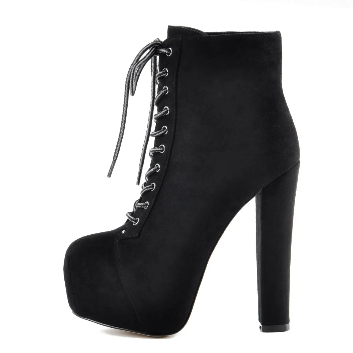 gehandicapt Of anders toevoegen aan Black Suede Platform Round Toe Lace Up Chunky High Heel Ankle Boots Women  Shoes - Buy Bare Heel Back Lacing Dancing Performance Low Ankle Boots Sexy  Ultra High Heel Waterproof Platform,Fashion Ladies