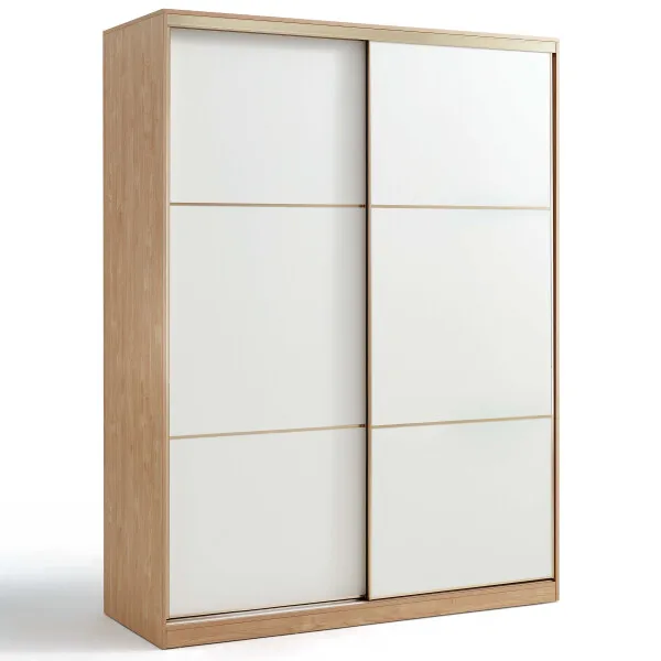 Modern contracted Nordic solid wood push pull wardrobe small family bedroom minimalist storage of large wardrobe