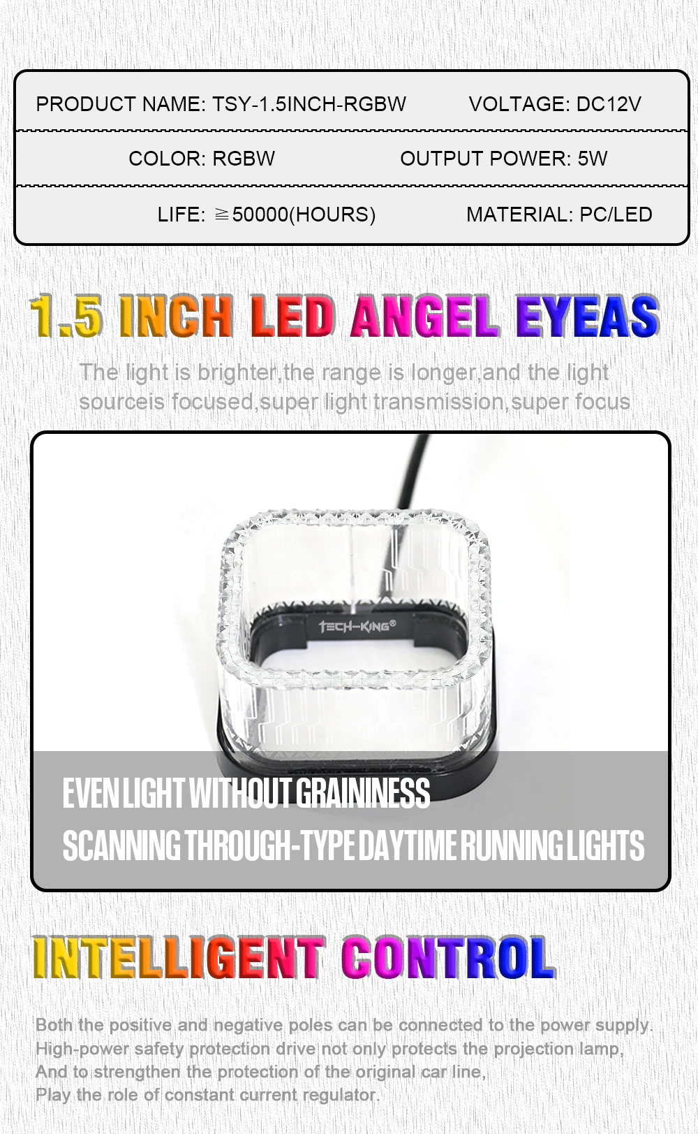 New Lens 5D Diamond 1.5 "lens light guide rgbw angel eye Led projector lenses retrofitted to other car light accessories