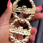 Plated Earrings Retro 14K 18K Plated Brass Custom Name Bamboo Xoxo Hoop Earrings