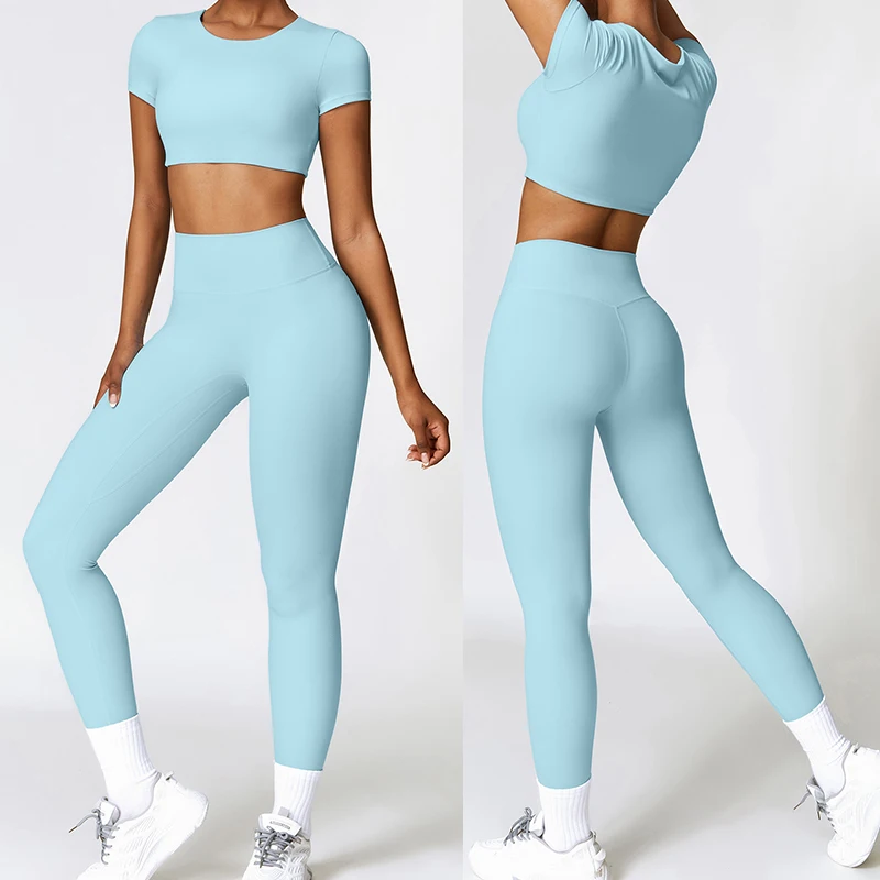 New Arrival Woman Sportswear Active Wear Sports Shirt Leggings Sets Workout Fitness Wear Yoga Sets For Women