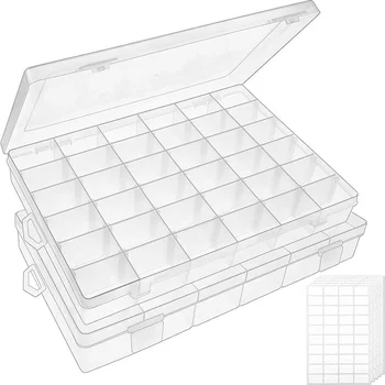 Craft Storage 36 Grids Clear Plastic Organizer Box Container with Adjustable Dividers for Beads Organizer Art DIY Crafts Jewelry