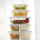 Food Customized Logo Self Heating Glass Food Container Box With Bamboo Lid For Kids Of Lunch