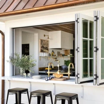 Alufront NFRC AS2047 Aluminium Glass Sliding Folding Window Glass Bi Fold Window Manufacturer