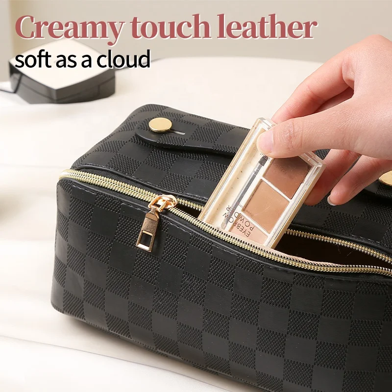 Portable Small Sorting Compartments PU Cosmetic Bag for Women Household Traveling Bags Trolley Luggage Organizer