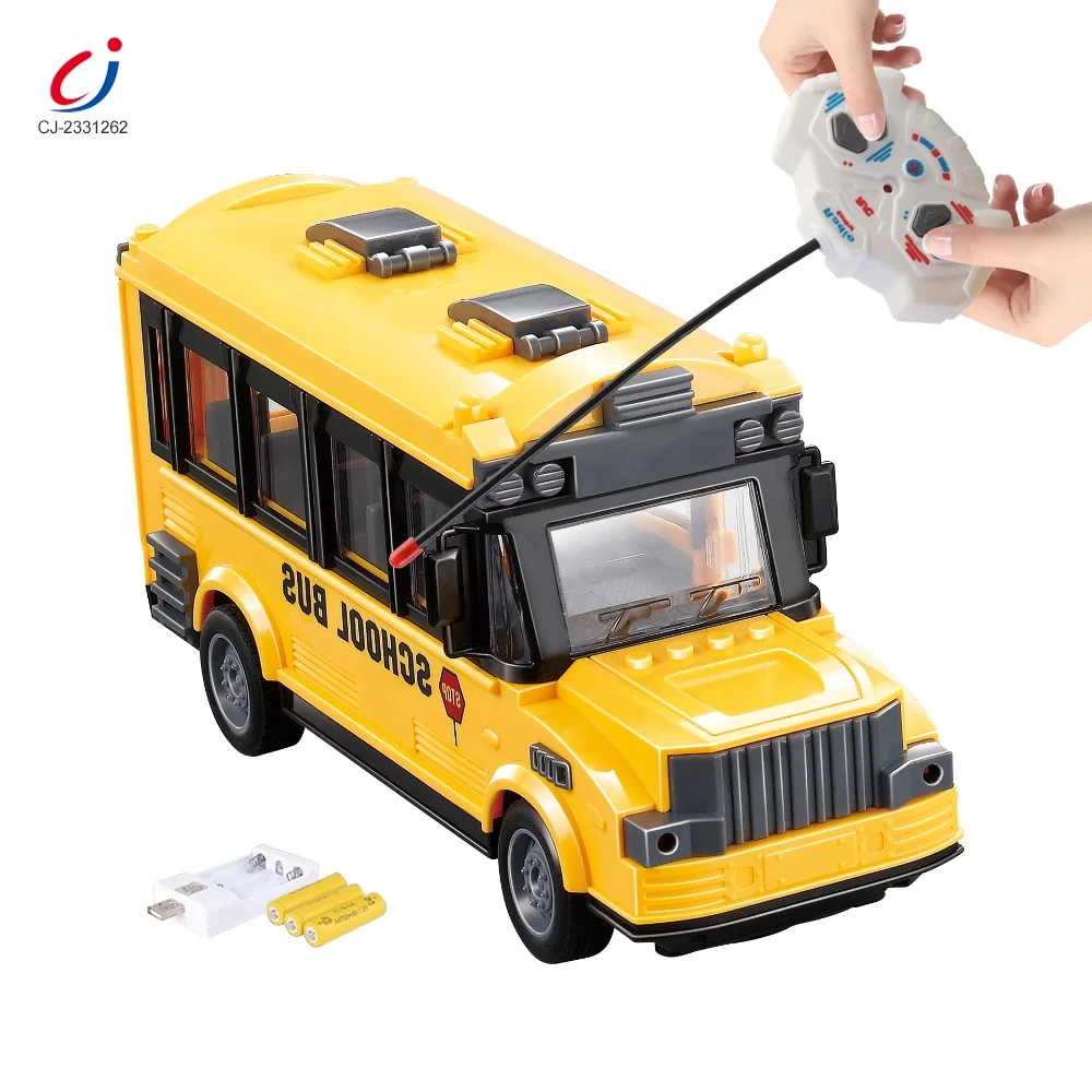 Chengji juguetes de radiocontrol full function 1:30 4 CH plastic remote control bus toy light up remote control school bus toy