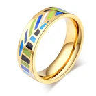 Enamel Rings Euramerican Bohemia Style Enamel Signet Stainless Steel Rings