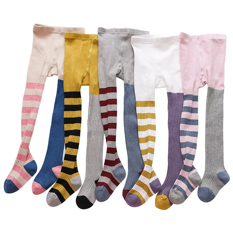Baby Girls Striped Cotton Pantyhose 