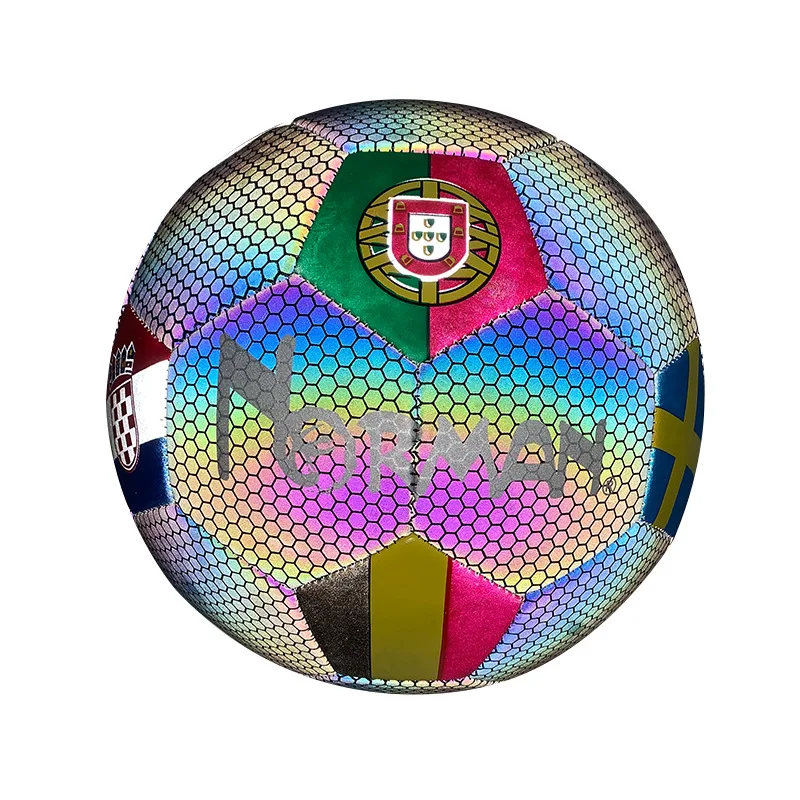 PU machine sewn light up bright soccer ball glowing reflective football soccer ball glow in the dark soccer ball